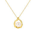 wholesale S925 Sterling Silver Geometric Waterdrop Design Minimalist Pearl Pendant Necklace for Women-0-4