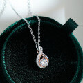 925 Silver Plated Two-Tone Four-Prong Moissanite Pendant Necklace-0-1