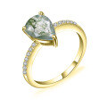 wholesale S925 Sterling Silver Natural Moss Agate Ring Colorfast Cross-Border Wholesale Live Stream Gemstone Ring-0-7