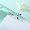 wholesale S925 Sterling Silver Zircon Leaf Earrings Women's Elegant and Unique Wholesale-0-1