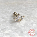 wholesale S925 Sterling Silver Crown Marquise Zircon Threaded Ear Bone Stud-0-5