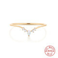 wholesale S925 silver new V-shaped opal and diamond ring, trendy and luxurious INS style-0-5