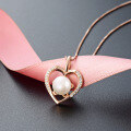 wholesale 925 Sterling Silver Freshwater Pearl Necklace for Women, Simple and Versatile with a High-End Micro-Inlaid Zircon Heart Pendant Collarbone Chain-0-1