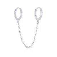 wholesale S925 Sterling Silver Single Round Tassel Chain Ear Clasp, A Trendy And Minimalist Ins Earring Popular In Europe And America-Platinum