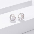 wholesale 925 Sterling Silver Freshwater Pearl Ear Studs Women's High-End Minimalist Style Cross-Border Wholesale-0-1