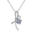 S925 Sterling Silver 1ct D Color Moissanite Bow Pendant Necklace-0-3
