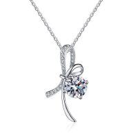S925 Sterling Silver 1ct D Color Moissanite Bow Pendant Necklace-[Super Sparkling Zircon] 1 Carat Necklace  925 Silver