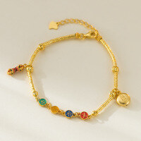 wholesale S925 Silver Na Lan Fresh and Sweet Style Design Sense Peace Joy Wealth God Coiling Vajra Pestle Bracelet S7668-S925 Silver Bracelet 925 Silver