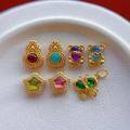 wholesale Gold-plated 925 ancient silver fittings with natural rainbow tourmaline pentagram spacers, sea blue sapphire, amethyst bear, and butterfly-0-1