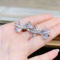 wholesale S925 Sterling Silver Exaggerated Full Diamond Bow Earrings for Women, High-End Heavy Work Ear Jewelry, Cross-Border Best-Seller Wholesale-0-1