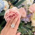 wholesale S925 silver gold-plated, Zhuozhifan floral ring women simulated diamond small flower diamond ring for daily wear alone or stacked index finger ring-0-2