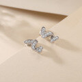 wholesale S925 Sterling Silver Zircon Earrings, Cross-Border Hot-Selling Niche Fashion-Inspired Card-Style Full Diamond Stud Earrings for Wholesale-0-3