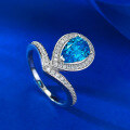 wholesale S925 Silver Crown 6*9mm Teardrop Aquamarine Ring for Women, Fashionable for Commuting, Live Stream Edition-0-2