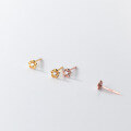wholesale S925 silver earrings for women, Korean-style small and fresh minimalist single diamond petite floral sweet earrings M00616-0-1