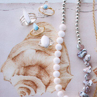 wholesale 925 Silver Jewelry Three-Layer Commuter Ring with Personality, Waterdrop White Shell Accessory, Versatile New Design-White Shell Three-Layer Ring>Size 12