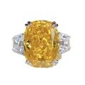 wholesale S925 Sterling Silver One Hundred Million Happy Diamond Ring 12X16 Yellow Diamond Ring Ice Flower Cut High Carbon Diamond-0-4