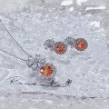 wholesale Metal material first, cross-border Korean version orange gemstone earrings for women, summer fashion lightweight luxury non-fading micro-set zircon flower necklace set-0-0