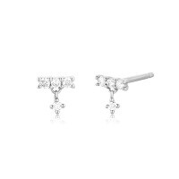 wholesale S925 Sterling Silver Minimalist Footprint T-shaped Opal Earrings With Zircon Accents-Platinum-Style 1 925 Silver