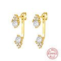 wholesale S925 sterling silver with diamond jacket double stud earrings,-0-7