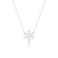 wholesale Sterling Silver Christmas Snowflake Necklace for Women with Pearl, Korean-style Minimalist Collarbone Chain, Fashionable and Luxurious Micro-Paved Jewelry for TikTok Live-0-4