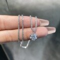 wholesale Rhodium-plated, sparkling star round diamond necklace for women, lightweight luxurydesign, versatile 1ct moissanite pendant collarbone chain-0-1