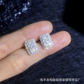 S925 Sterling Silver Moissanite Full Diamond Sparkling Square Sugar Earrings Wholesale-0-1