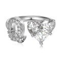 wholesale S925 Sterling Silver European and American Cross-Border Women's Ring with Personalized Letters, Heart, Zircon Inlaid, Adjustable Opening Silver Jewelry for Women-0-20