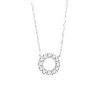 wholesale S925 Sterling Silver Moissanite Full Pavé Circle Necklace for Women, Minimalist Design Pendant, Luxe Personality Round Lock-1.2 carat Moissanite hoop necklace>925 silver