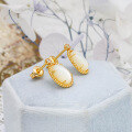 wholesale S925 Silver Plated 14K Gold, French Vintage-inspired Oval Natural White Shell Earrings by Dunli Jewelry-0-2