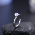 wholesale S925 Silver Simple and Natural Creamy Blue Moonstone Ring, Versatile for Daily Wear, Gemstone Ring That Does Not Fade-0-2