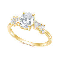 wholesale S925 Sterling Silver Set with 5A Zircon, Plated in 14k Gold, Fashionable and Light Luxury Classic Style Gemstone Ring-S925 silver + white zirconium  US size 5