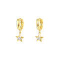 wholesale S925 Sterling Silver Cross Star Earrings With Zircon, Elegant And Versatile-0-5