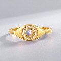 wholesale S925 Sterling Silver Gold-Plated New European and American Style Evil Eye Ring, Fashion Minimalist Cross-Border Exclusive for Women-0-1