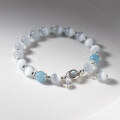 wholesale S925 Sterling Silver Small Fresh Synthetic Cat's Eye Stone Aquamarine Bracelet with a Sense of Design S6494-0-2