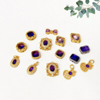 wholesale S925 gold-plated silver natural amethyst accessories handmade DIY semi-finished crystal jewelry bracelet necklace beads-Style 5