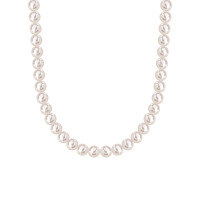 wholesale S925 Sterling Silver Retro Geometric Bead Necklace With Zircon Pendant, Simple And Elegant-A3494-White Gold/8mm 925 Silver