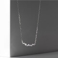 wholesale S925 silver with diamond, smiling, unique, irregular diamond arrangement, elegant, fashionable, minimalist, versatile women's necklace D9350-0-3