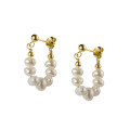 wholesale S925 Sterling Silver Pearl Series U-Shaped Earrings, Retro Style Elegant Women's Jewelry M04494-0-4