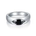 wholesale Plated in 18k Gold Sterling Silver Men's Ring with 1 Carat 5*7mm Oval Black Moissanite, Tested by a Diamond Tester-0-4