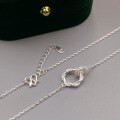 wholesale Metal Material: 999 Silver Maker S999 Silver Möbius Double Loop Pendant Necklace with Small Zircon, Light Luxury, Exquisite, High-End, Fashionable Collarbone Chain-0-3