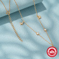 wholesale S925 silver butterfly diamond layered necklace, trendy and versatile-0-3