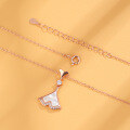 wholesale Pure Silver Small Niche Design Japanese Korean White Shell Dress Necklace Women Light Luxury Ins Style Collarbone Chain Pendant Wholesale-0-3