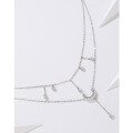 wholesale 925 Sterling Silver Pearl Double-Layered Stackable Necklace for Women, Minimalist and Unique High-End Design Star and Moon Tassel Collarbone Chain-0-0