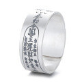 wholesale S990 Silver Tide Sheng Prosperity and Peace Talisman Wide Band Ring Vintage Creative Ethnic Style Index Finger Ring-0-6