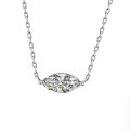 PT950 Plated S925 Silver Marquise Moissanite Necklace-0-3