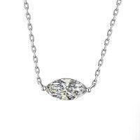 PT950 Plated S925 Silver Marquise Moissanite Necklace-White gold  5*10mm zircon version