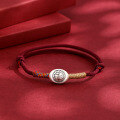 wholesale Fine Silver New Year's Auspicious Zodiac Snake Bracelet, Handwoven Red String Anklet for Women in Their Birth Year-0-8