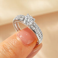 Zirconium Crossed Arms Light Luxury Cocktail Ring, Xiaohongshu Style-Sparkling Star Diamond Ring [K White]  9 US Size