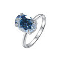 wholesale S925 Sterling Silver 45 Carat Oval Moissanite Solitaire Ring Women High-end Silver Jewelry Wholesale-0-10