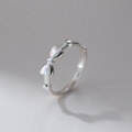 wholesale 990 Sterling Silver Fresh Sweet Ins Style Designed Laser Iridescent Bow Ring R0218-0-0